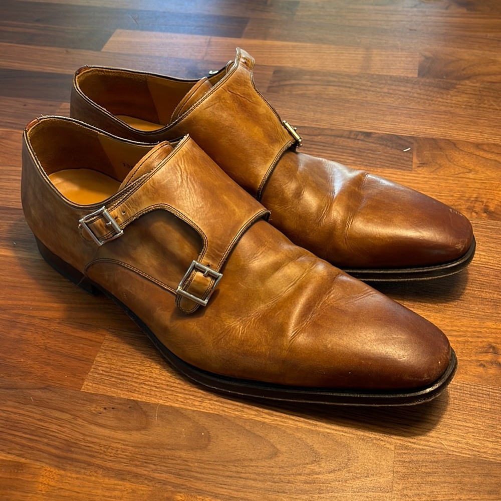 Magnanni cognac double monk strap